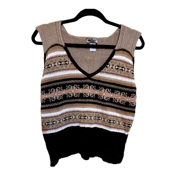 Vintage Tiara International Patterned Sweater Vest - Picture 1 of 3